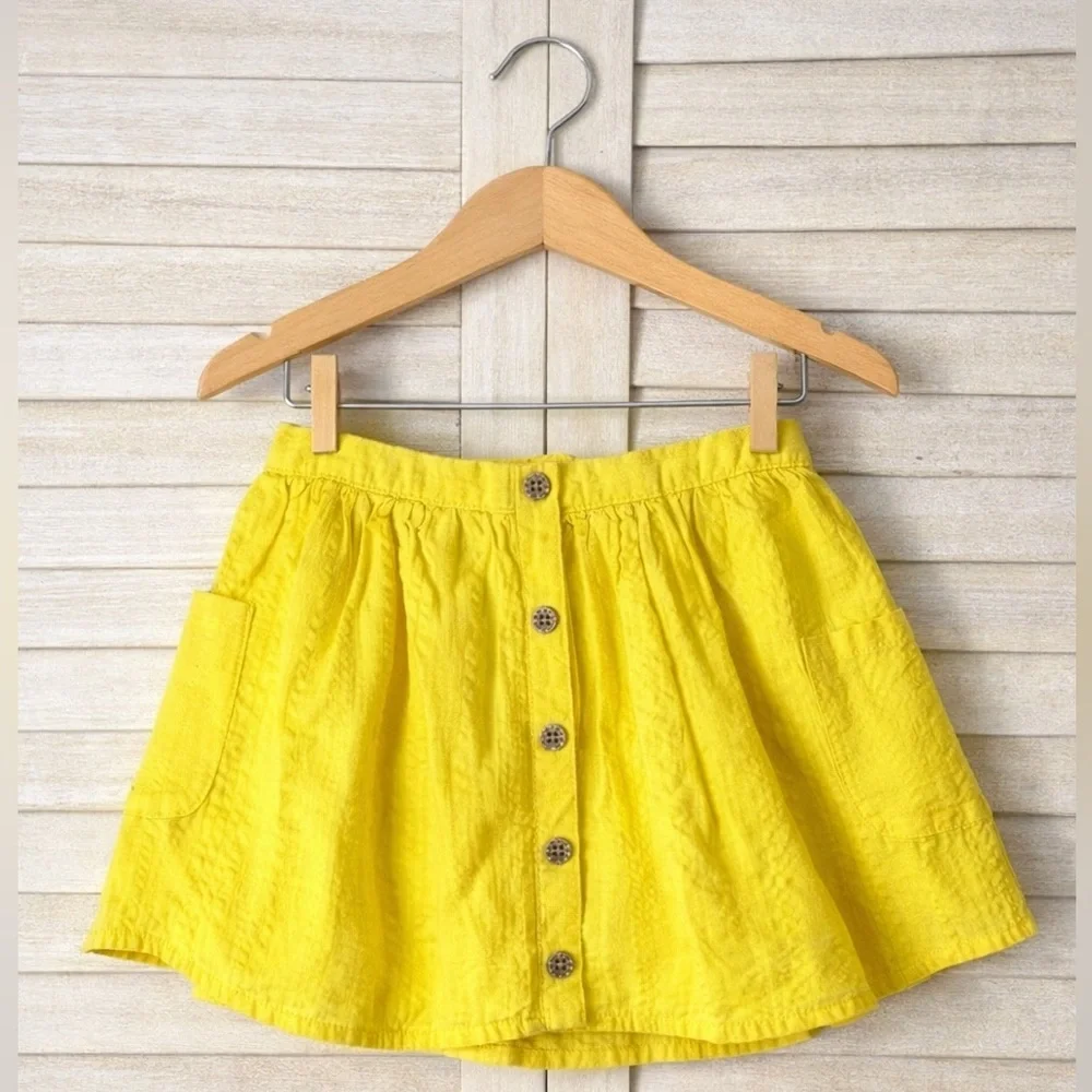 OshKosh B’gosh Yellow Button Front Skirt 3T Girls Bright Summer Pocket Skirt